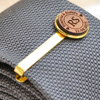 Personalised Wood Tie Clip Wedding / Anniversary Gift, 4 of 5