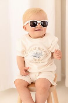 My First Holiday Embroidered Personalised Holiday T Shirt And Shorts Travel Set, 3 of 7