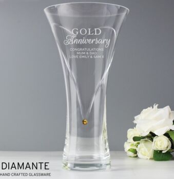 Personalised Anniversary Hand Blown Diamante Heart Vase, 5 of 5