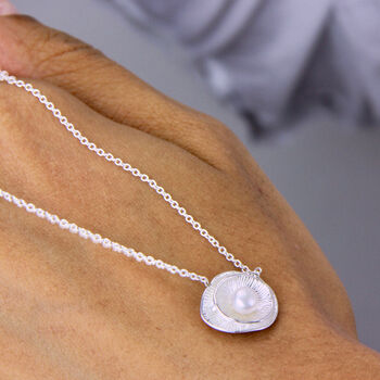 Sterling Silver Shell Pearl Necklace, 4 of 10