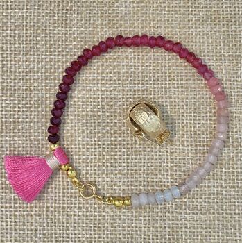 Ombre Om Beads Agate Tassel Bracelet, 4 of 9