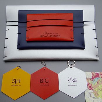 Large Hexagon Personalised Leather Luggage Tag, 4 of 7