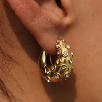 Coral Cz Gold Hoops, 5 of 8