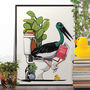 Black Stork Sitting On The Toilet, Funny Bathroom Art, thumbnail 1 of 7