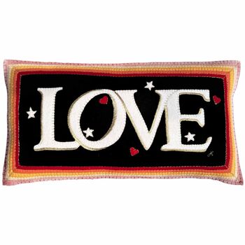 Long Wool Love Cushion With Multi Coloured Border, 2 of 4