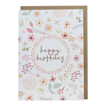 Pink Pressed Flowers Birthday Card, 3 of 3