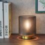 Ash Grey Glass Cordless Table Lamp With Timer, thumbnail 1 of 8