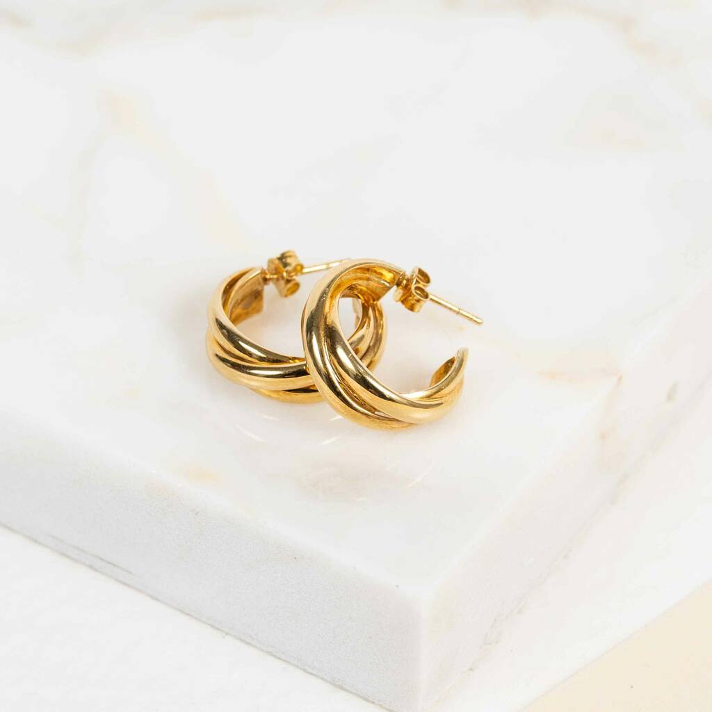 gold or silver triple hoop earrings by auree jewellery ...