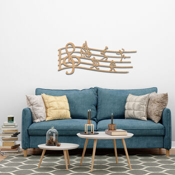 Musical Notes Wooden Wall Art Treble Clef Design, 6 of 10