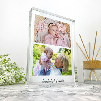Personalised Freestanding Two Photos Giant Crystal Block 19.5cm X 14cm Portrait, 5 of 7