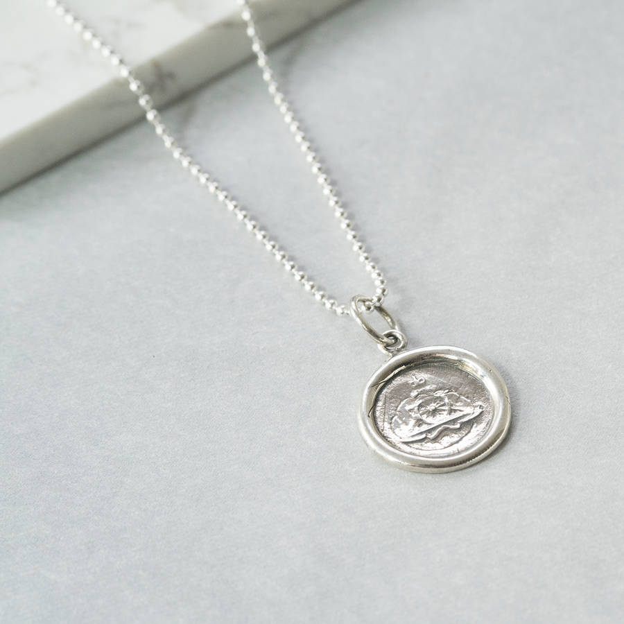 Small Silver Wax Seal Necklace By Silver Service Jewellery ...