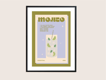 Retro Mojito Cocktail Print, 2 of 6