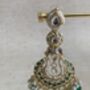 Meenakari Green Gold Plated Dangle Indian Earrings, thumbnail 2 of 8