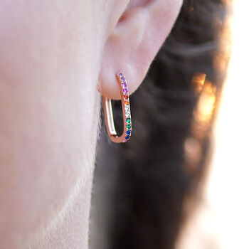 Rainbow Rectangular Hoop Earrings, 2 of 7