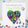 Wonderful Wife Birthday Butterfly Heart Butterflies Card, thumbnail 1 of 12