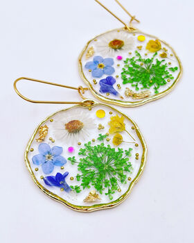 Medium Earrings With Real Flowers In Silver Or Gold, 5 of 12