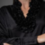 Constance Black Ruffle Collar Silk Satin Evening Blouse, thumbnail 4 of 4