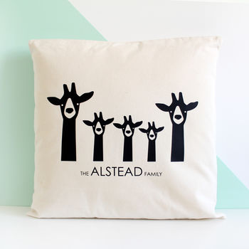 Giraffe Family, Personalised Cushion Cover, 3 of 3