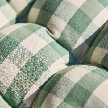 Green Gingham Garden Bench Cushion, 4 of 5