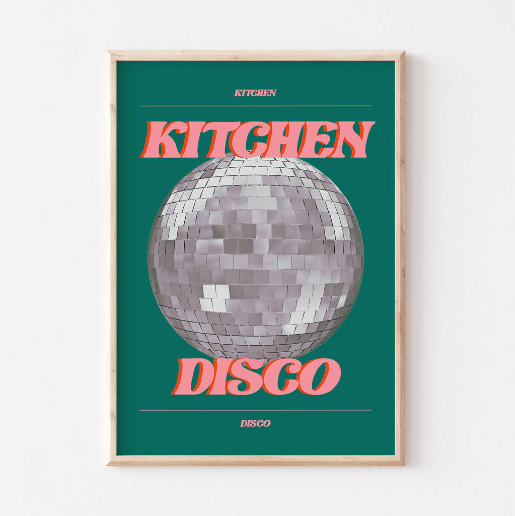 Retro Disco Ball Kitchen Disco Wall Print, 1 of 5