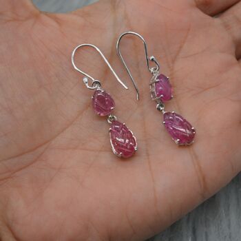 Red Ruby Silver Earrings: Teardrop Dangle, 8 of 8