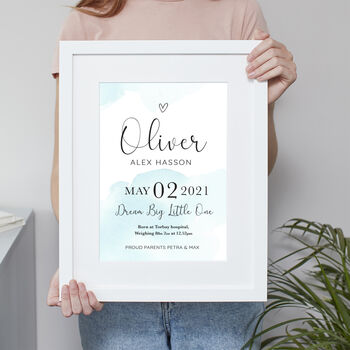 Personalised Baby Details Watercolour Print, 5 of 7