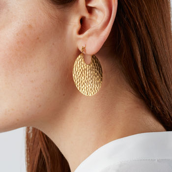 Tribal Hoop Earrings In Gold Plate And Raw Brass, 2 of 7