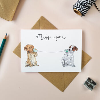 'Miss You' Puppy Dogs Greetings Card, 2 of 2