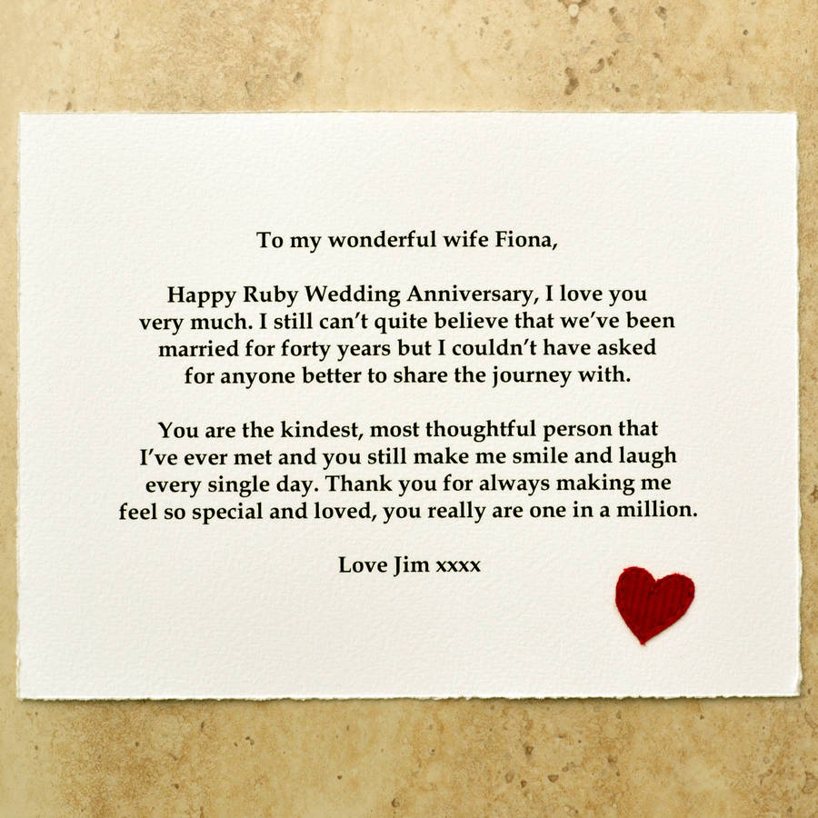 40th ruby wedding  anniversary  gift  by jenny arnott cards  