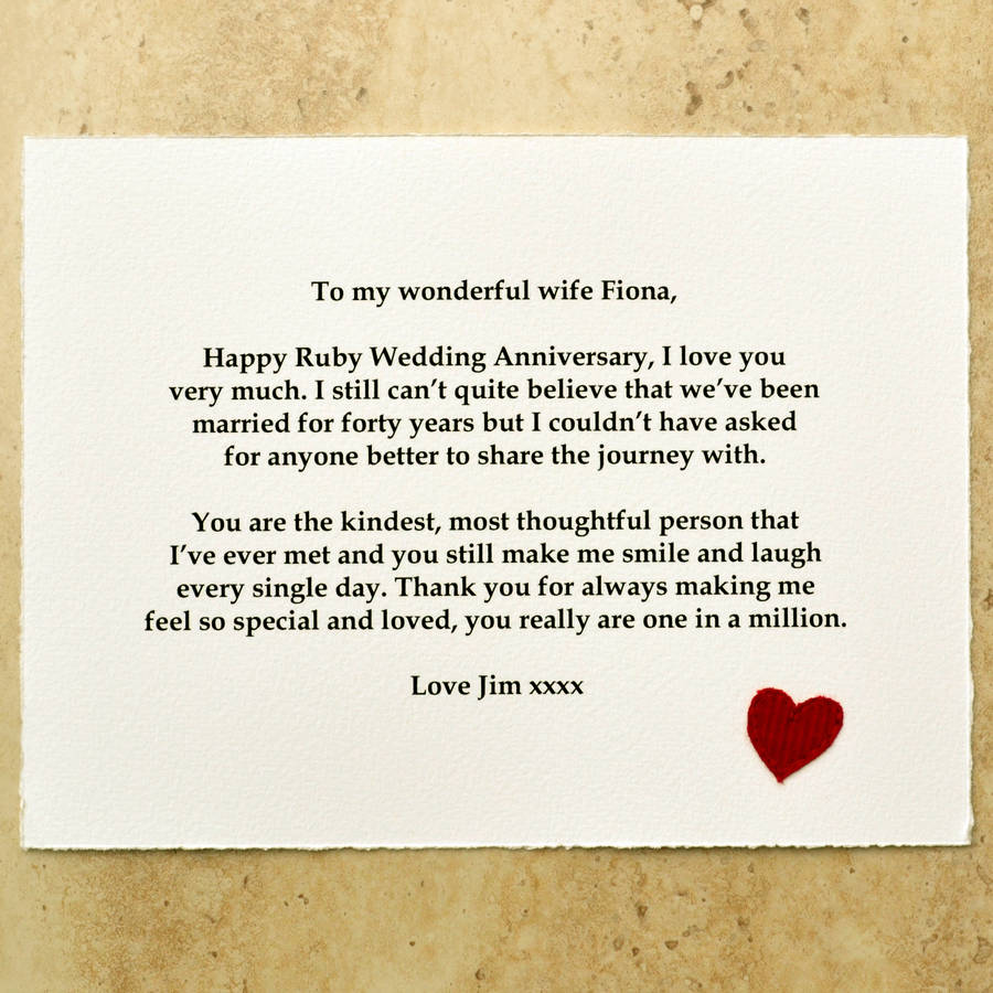 ruby wedding  anniversary  gift  by jenny arnott cards 