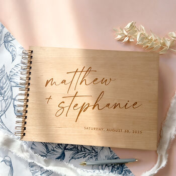 Wooden Calligraphy Style Wedding Guestbook Alternative, 9 of 10