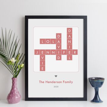 Personalised Family Names Contemporary Crossword Print, 9 of 11
