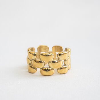 Non Tarnish Woven Chain Wide Ring, 6 of 9