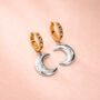 Celestial Crescent Moon Charm Hoop Earrings, thumbnail 1 of 2