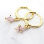 Pink Tourmaline October Birthstone Delicate Hoops, thumbnail 1 of 5