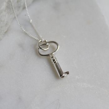 Key Pendant Necklace Sterling Silver, 3 of 8