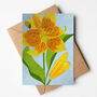 King Pete Lily Flower Greeting Card, Illustrated, Orange And Yellow, Sustainable Textured All Occasion Card, Blank Inside, thumbnail 1 of 2