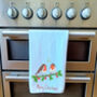 Robin Couple Christmas Tea Towel, thumbnail 5 of 5