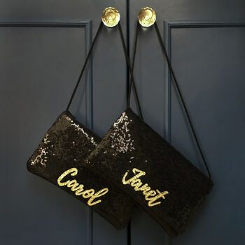 Black Or Navy Sequin Name Clutch, 3 of 12