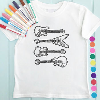 Personalised Guitars Colour In Child's T Shirt, 2 of 4