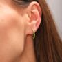 Gold Plated Sterling Silver Cz Enamel Hoop Earrings, thumbnail 5 of 9