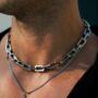 Chunky Screw Lock Steel Chain Mens Necklace, thumbnail 2 of 9