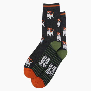 Men's Bamboo Socks Black Jack Russell Dogs, 2 of 5