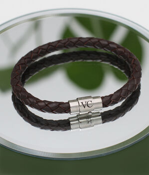 Personalised Men's Plaited Leather Bracelet With Photobox, 5 of 8