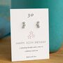 30th Birthday Sterling Silver Three Star Sparkle Stud Earrings, thumbnail 2 of 8