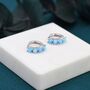 Sterling Silver Blue Opal Huggie Hoops, thumbnail 3 of 10