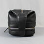 Black Leather Open Top Wash Bag With Gunmetal Zips, thumbnail 5 of 7
