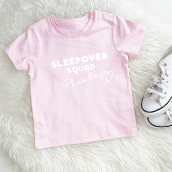 Personalised Sleepover Squad T Shirts With Heart, 3 of 3