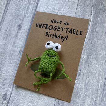 Frog Unforgettable Crochet Birthday Card Handmade, 3 of 12