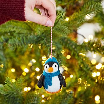 Felt Penguin In Hat And Scarf Christmas Decoration, 2 of 2